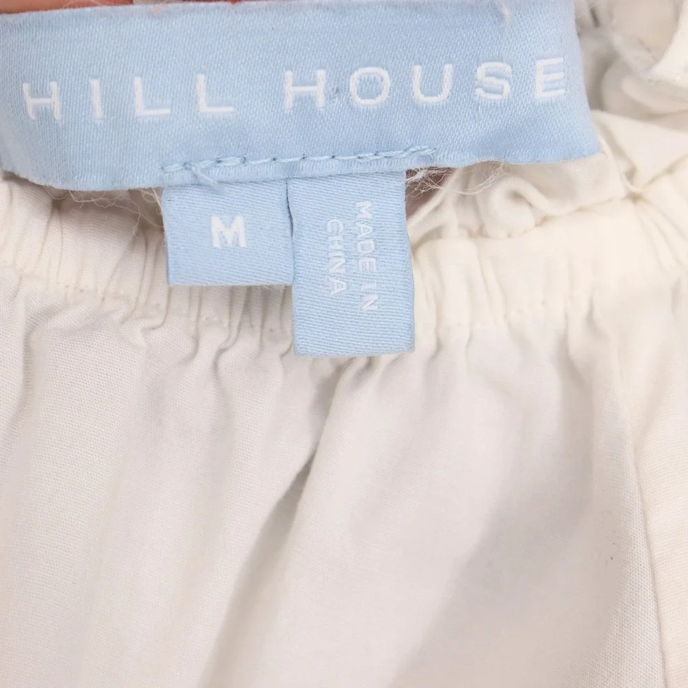 Hill House Home White The Kit Top Size M Ruffle Neck Puff Blouse Cottagecore
